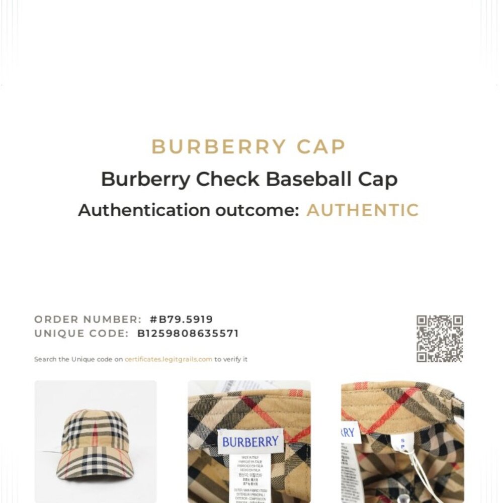 NWT Burberry Check Cotton Baseball Cap In Archive Beige - Unisex Size Small - Picture 10 of 10